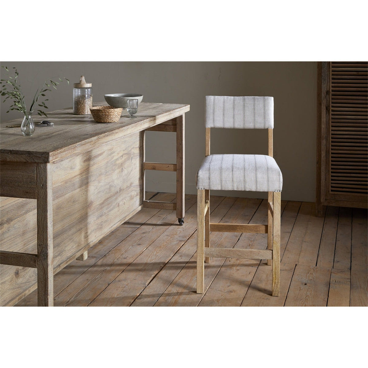 Nidhi Linen Upholstered Counter Stool - Natural