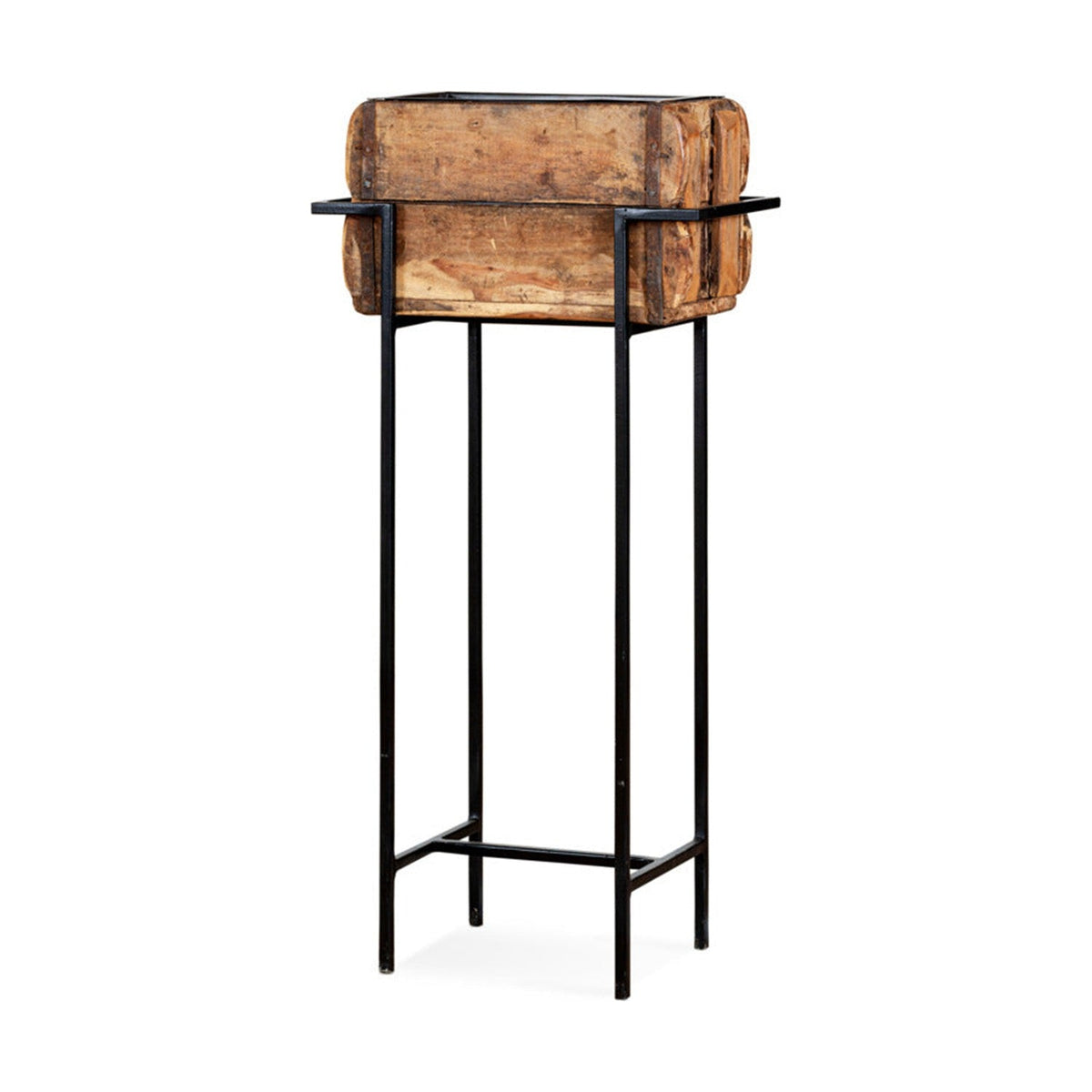 Amazzi Small Reclaimed Wood Plant Stand - Natural & Black