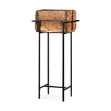 Amazzi Small Reclaimed Wood Plant Stand - Natural & Black
