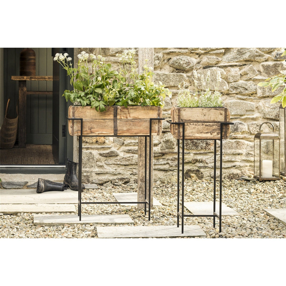 Amazzi Large Indoor Planter Stand - Natural & Black