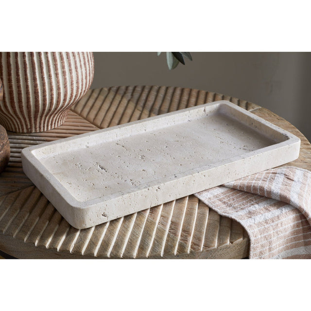 Ganda Large Travertine Vanity Tray - Cream