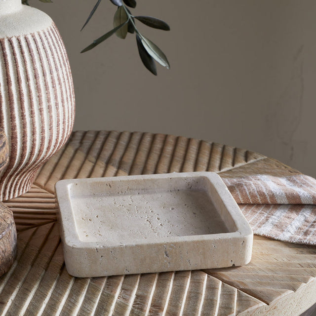 Ganda Small Travertine Vanity Tray - Cream
