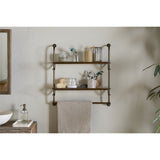 Karura Wall Shelves with Towel Rail - Antique Brass