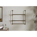Karura Wall Shelves with Towel Rail - Antique Brass