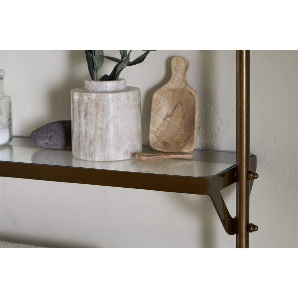Karura Wall Shelves with Towel Rail - Antique Brass
