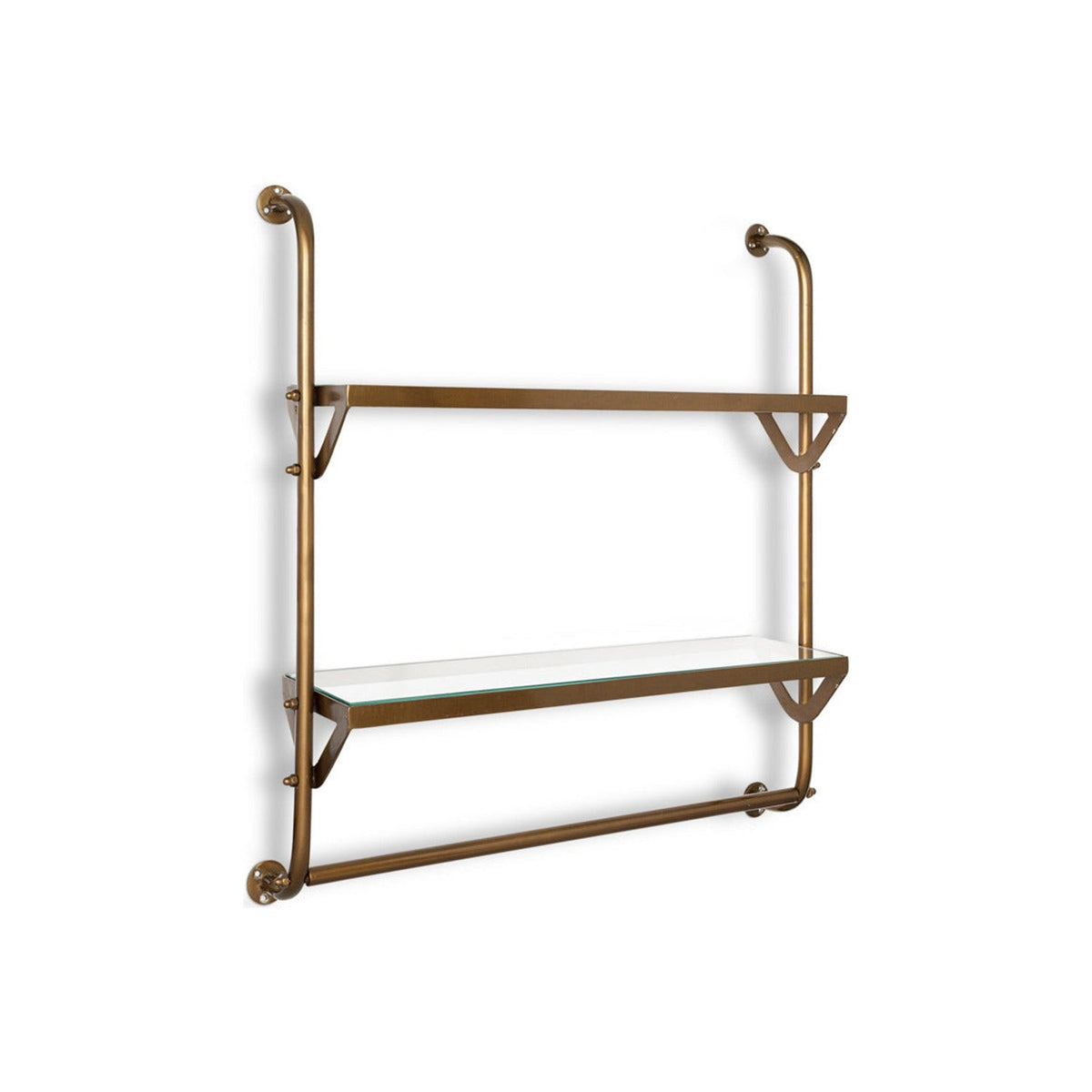 Karura Wall Shelves with Towel Rail - Antique Brass