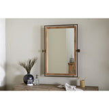 Mar Swivel Wall Mirror - Antique Brass & Natural
