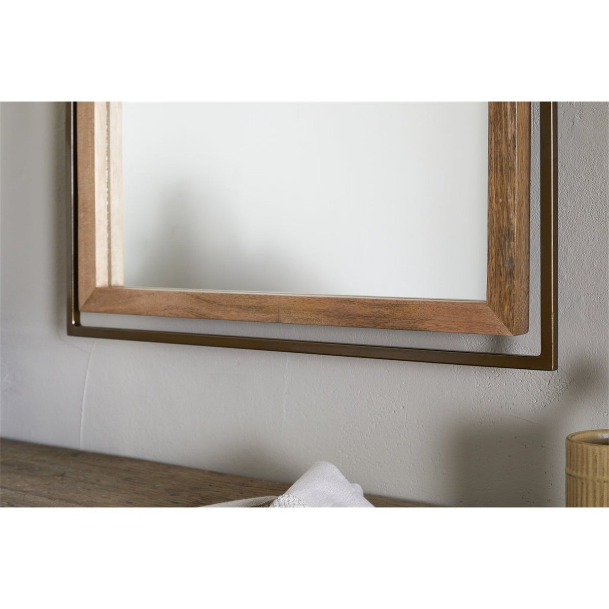 Mar Swivel Wall Mirror - Antique Brass & Natural