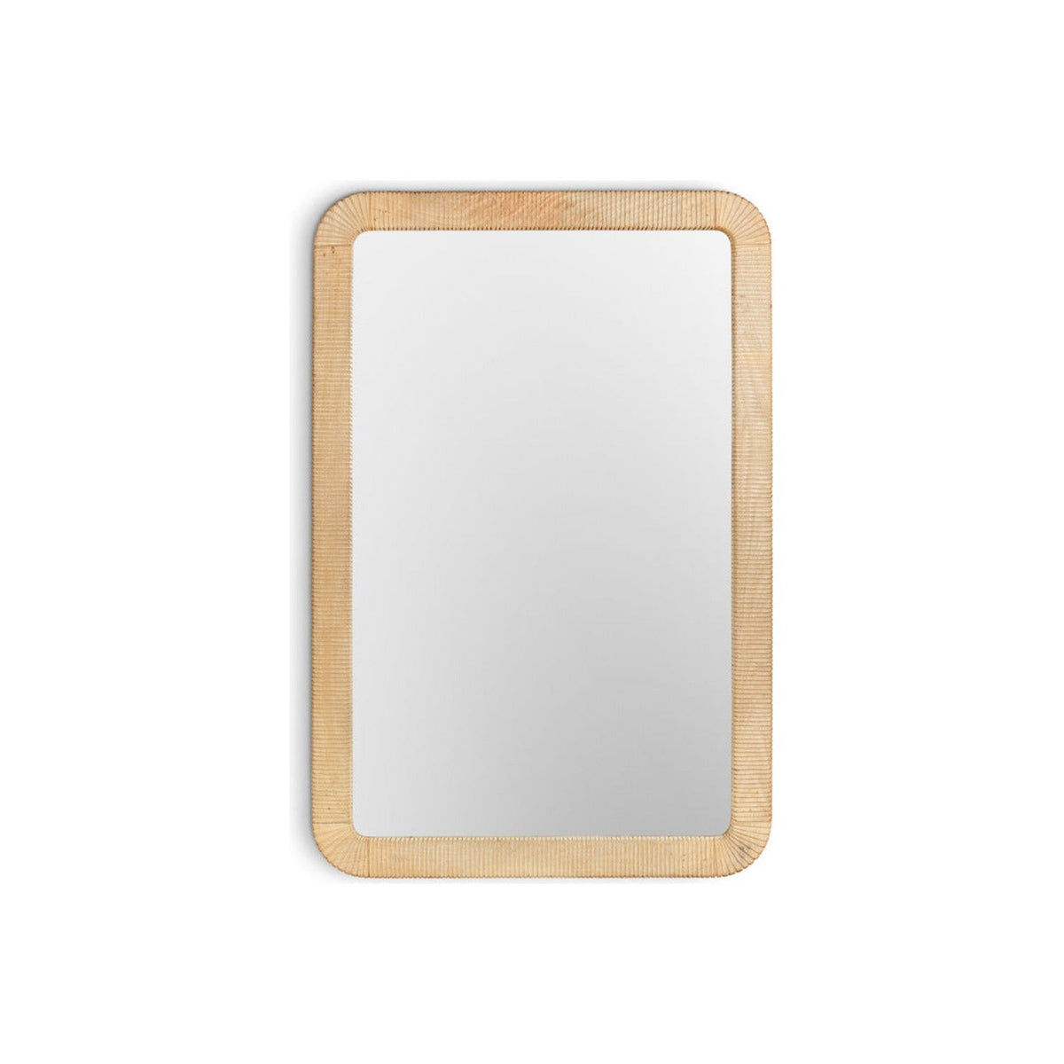 Vivan Rectangular Grooved Wood Wall Mirror - Natural