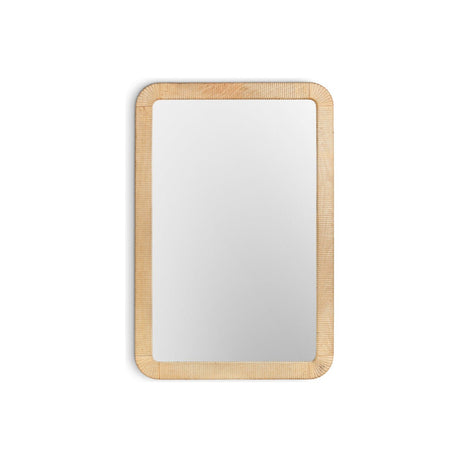 Vivan Rectangular Grooved Wood Wall Mirror - Natural