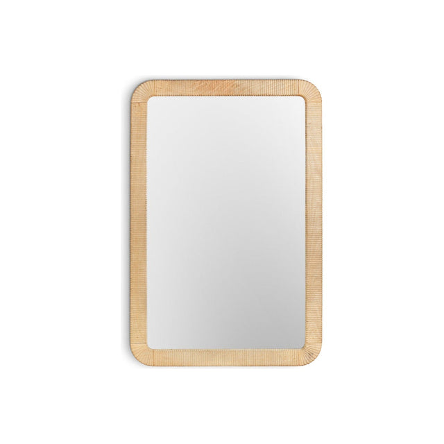 Vivan Rectangular Grooved Wood Wall Mirror - Natural