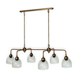 Kakira Ribbed Glass 6 Light Chandelier - Clear & Antique Brass