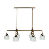 Kakira Ribbed Glass 6 Light Chandelier - Clear & Antique Brass, detail of the brass