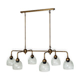 Kakira Ribbed Glass 6 Light Chandelier - Clear & Antique Brass, detail of the brass, view 2