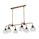 Kakira Ribbed Glass 6 Light Chandelier - Clear & Antique Brass, detail of the brass, view 3