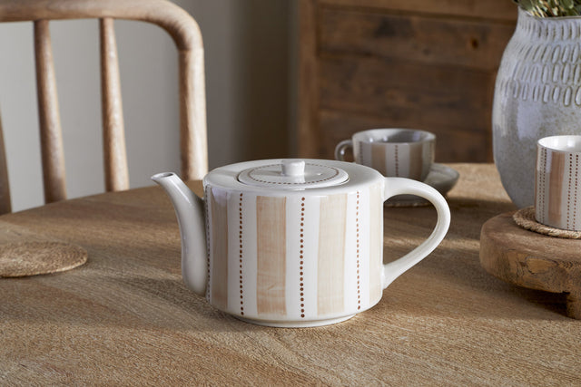 Patthar Hand Painted Teapot - Cream & Clay