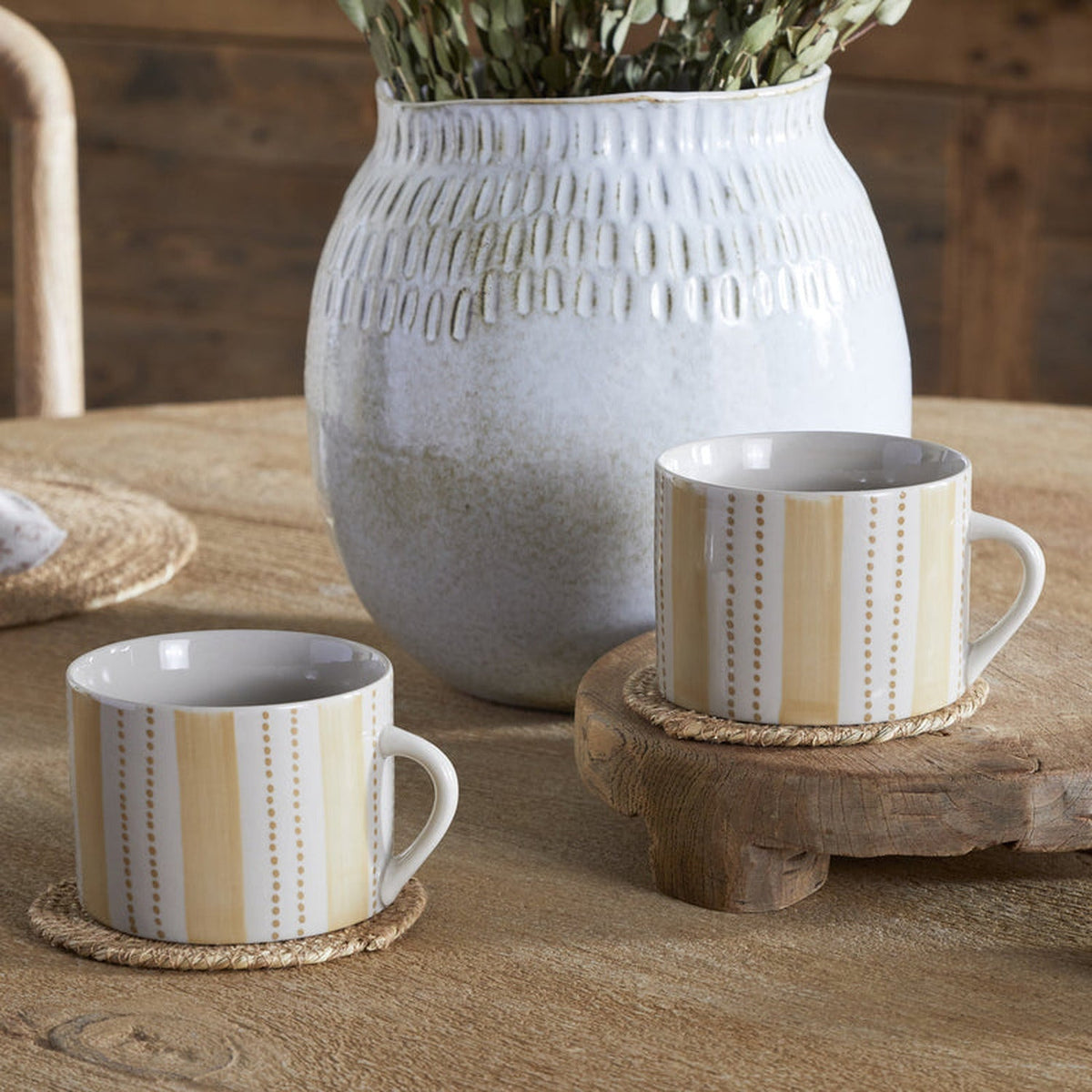 Patthar Large Stoneware Mug - Cream & Sand - Set of 2