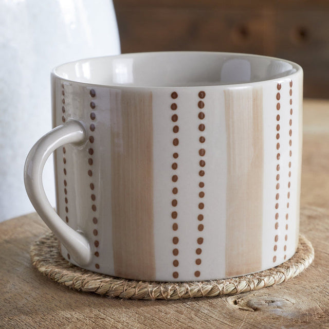 Patthar Large Hand Painted Mug - Cream & Clay - Set of 2