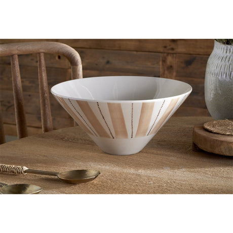 Patthar Hand Painted Serving Bowl - Cream & Clay