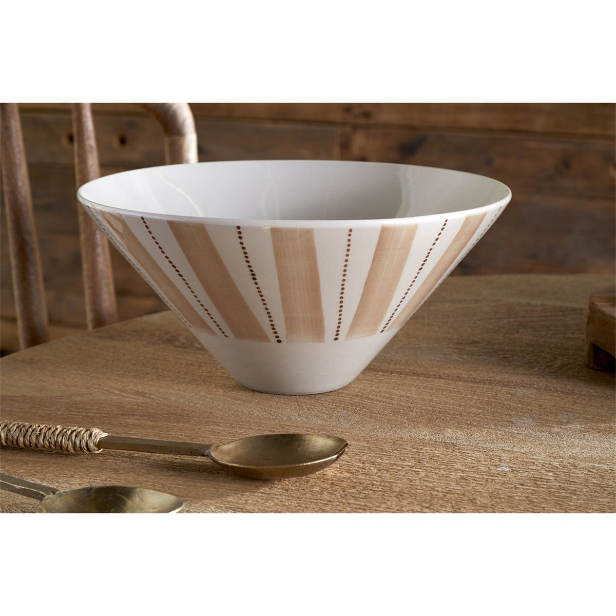 Patthar Hand Painted Serving Bowl - Cream & Clay