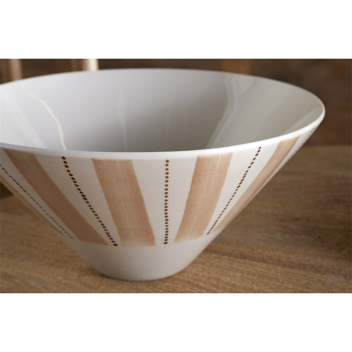 Patthar Hand Painted Serving Bowl - Cream & Clay