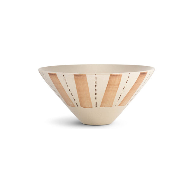 Patthar Hand Painted Serving Bowl - Cream & Clay