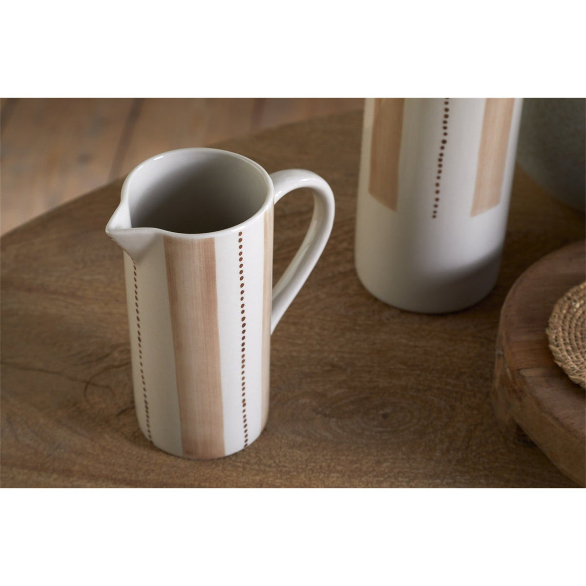 Patthar Small Hand Painted Ceramic Jug - Cream & Clay