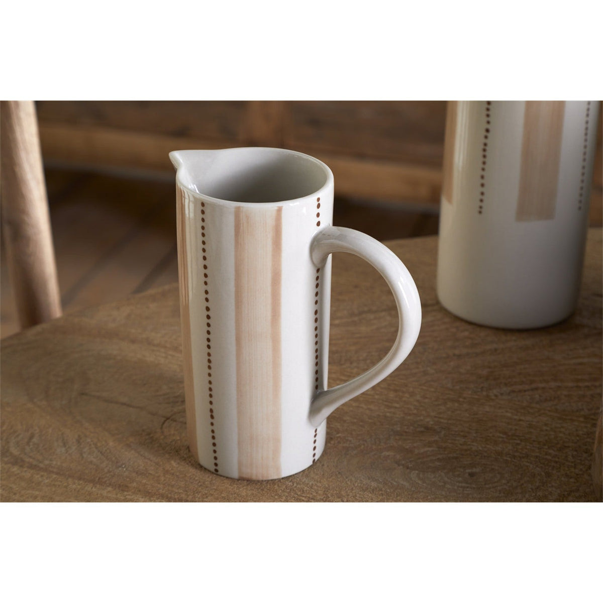 Patthar Small Hand Painted Ceramic Jug - Cream & Clay