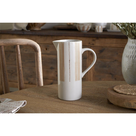 Patthar Large Hand Painted Ceramic Jug - Cream & Clay
