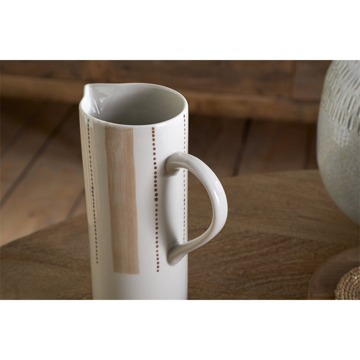 Patthar Large Hand Painted Ceramic Jug - Cream & Clay