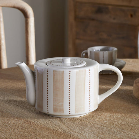 Patthar Hand Painted Teapot - Cream & Clay