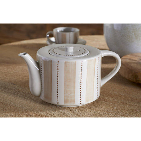 Patthar Hand Painted Teapot - Cream & Clay