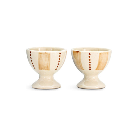 Patthar Egg Cups - Cream & Clay - Set of 2