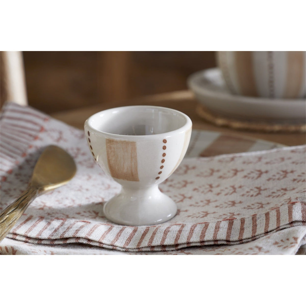 Patthar Egg Cups - Cream & Clay - Set of 2