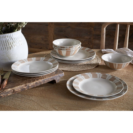 Patthar Dinner Set - Cream & Clay - Set of 12