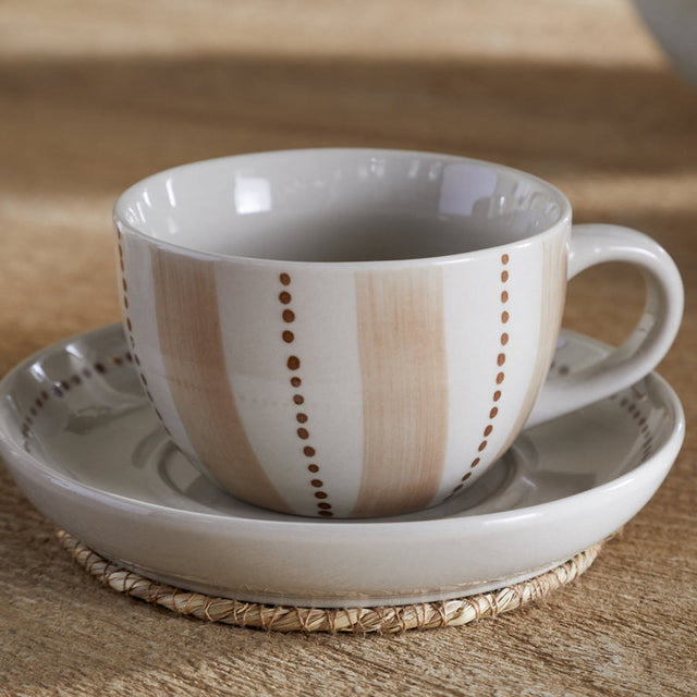 Patthar Cup and Saucer - Cream & Clay