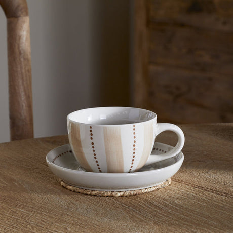 Patthar Cup and Saucer - Cream & Clay