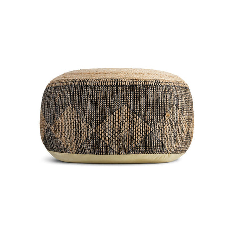 Kapil Round Jute Pouffe - Charcoal