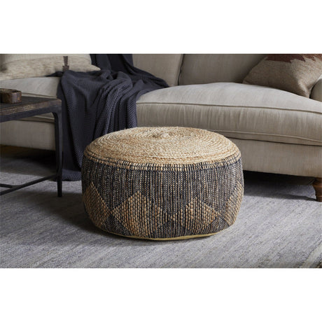 Kapil Round Jute Pouffe - Charcoal