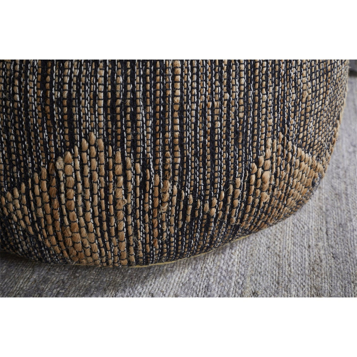 Kapil Round Jute Pouffe - Charcoal