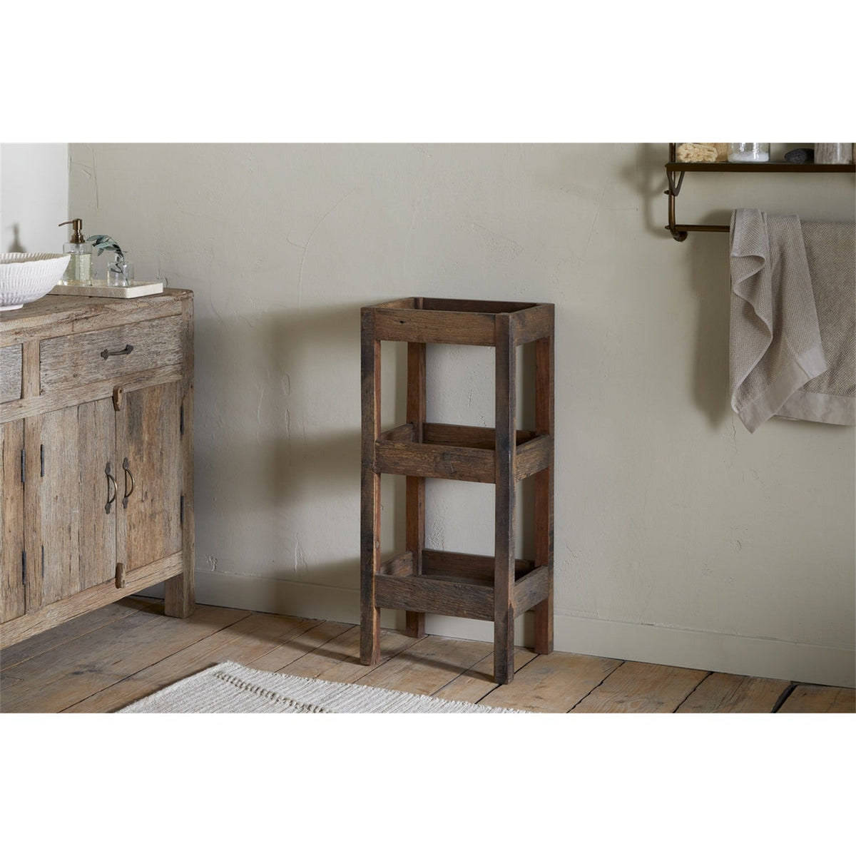 Akara Reclaimed Wood 3 Tier Caddy - Natural