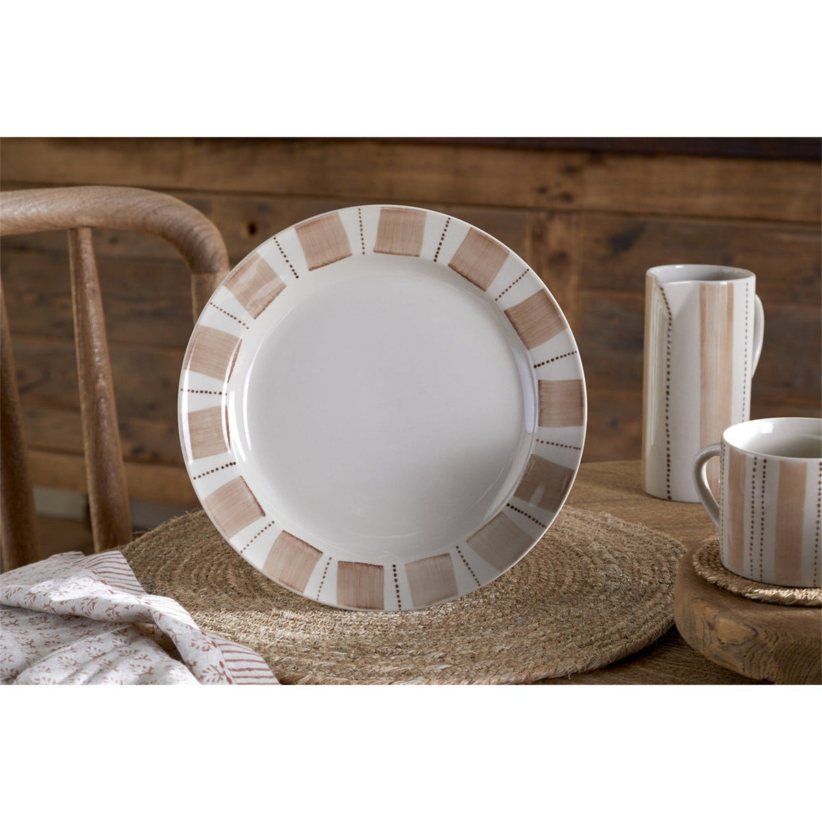 Patthar Hand Painted Ceramic Side Plate - Cream & Clay