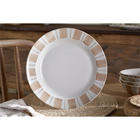 Patthar Hand Painted Ceramic Dinner Plate - Cream & Clay