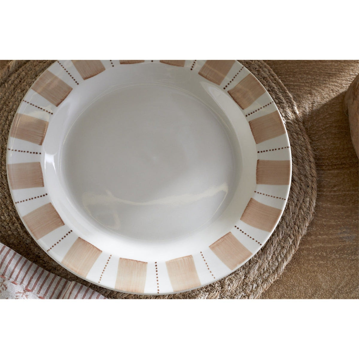 Patthar Hand Painted Ceramic Dinner Plate - Cream & Clay