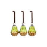 Jasaan Pear Glass Baubles - Green Smoke - Set of 3