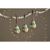 Jasaan Pear Glass Baubles - Green Smoke - Set of 3