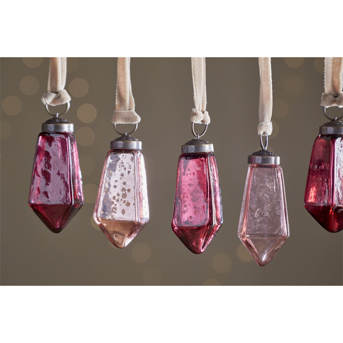 Ratnam Faceted Glass Baubles - Mixed Merlot - Set of 8