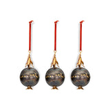 Kalira Pomegranate Baubles - Black & Brass - Set of 3