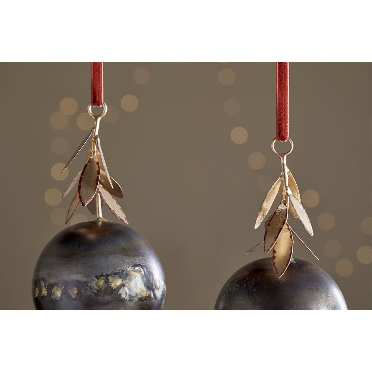 Kalira Pomegranate Baubles - Black & Brass - Set of 3