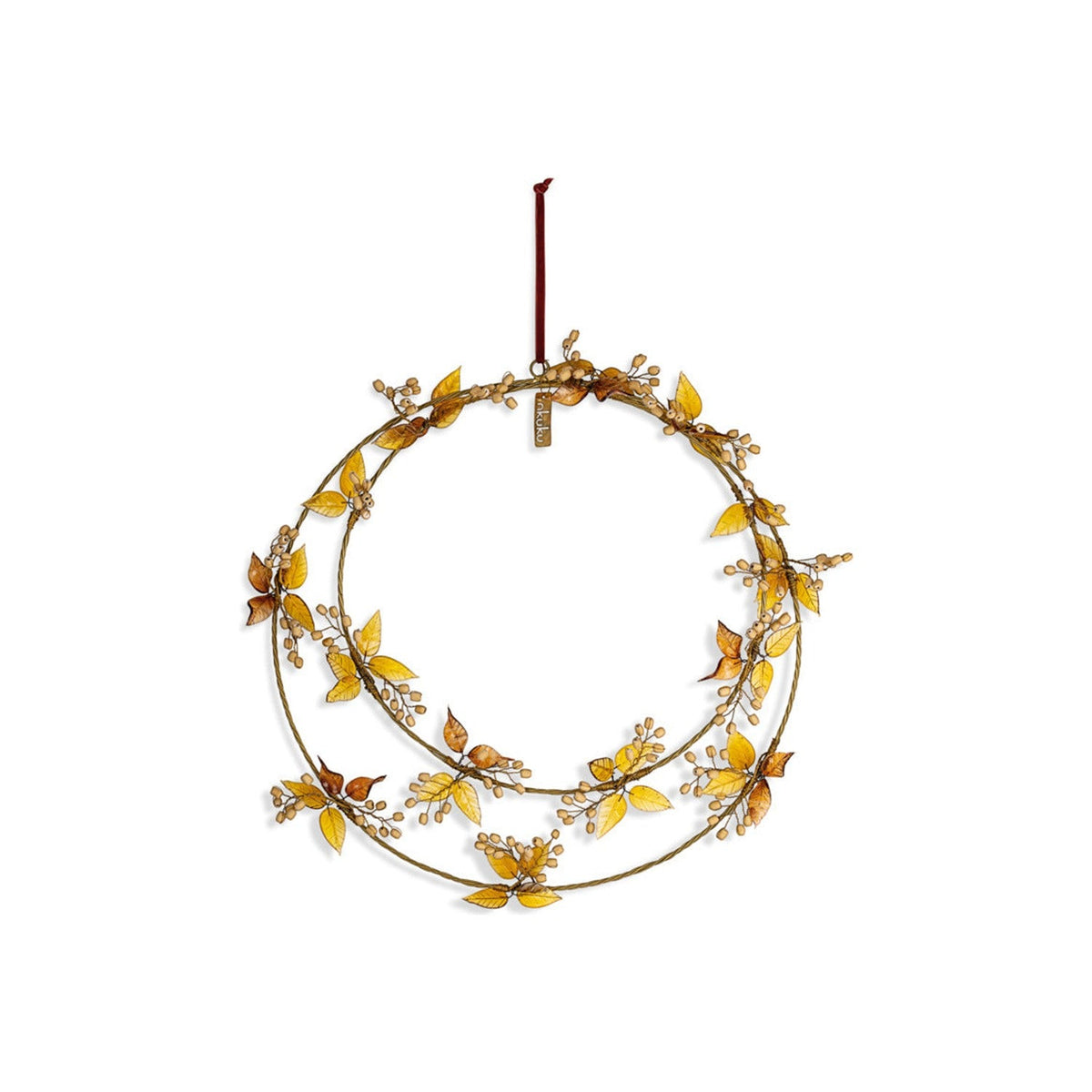 Parili Large Glass Leaf Christmas Wreath - Ochre
